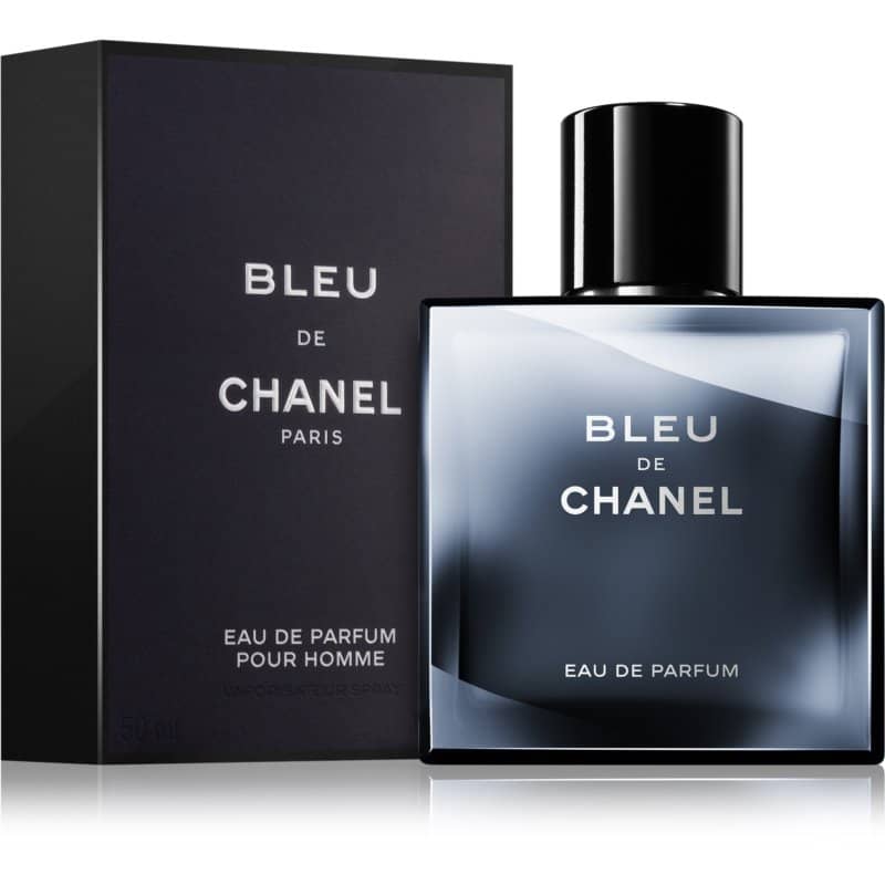 chanel bleu de chanel eau de parfum 50ml neben dunkelblauer originalverpackung