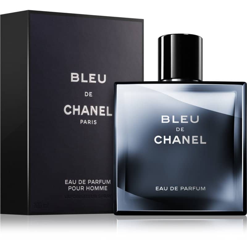 chanel bleu de chanel eau de parfum 100 ml neben dunkelblauer originalverpackung