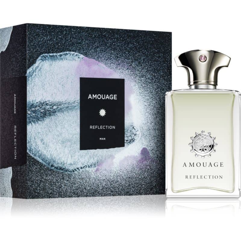 amouage reflection man eau der parfum flakon 50ml neben originalverpackung