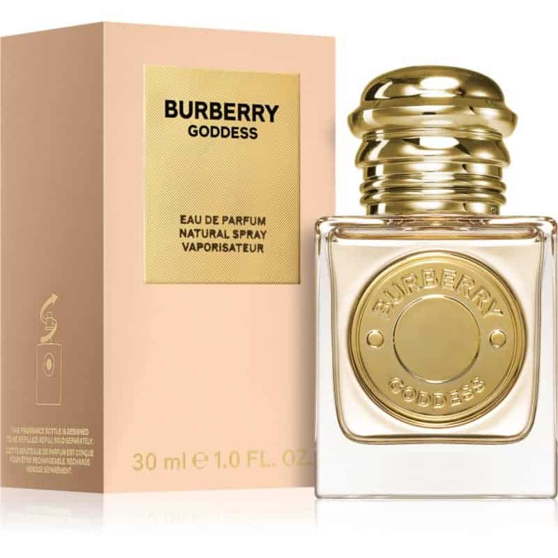 burberry goddess eau de parfum flakon neben box 30 ml