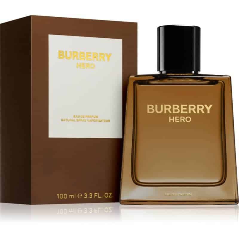 burberry hero eau de parfum brauner flakon neben brauner box 100 ml