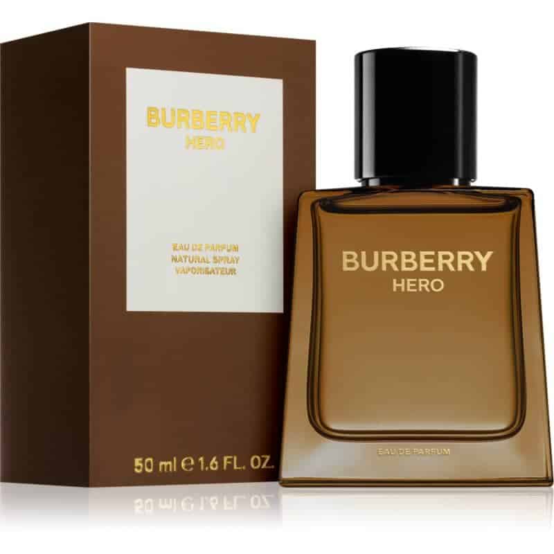 burberry hero eau de parfum brauner flakon neben brauner box 50 ml