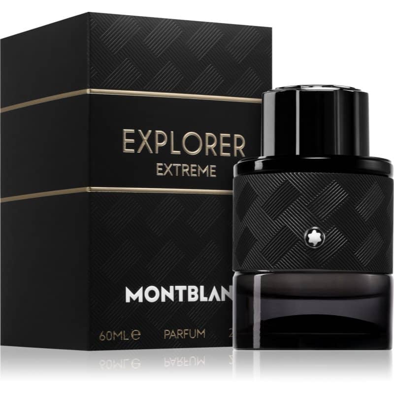 montblanc explorer extreme parfum schwarzes flakon 60 ml neben schwarzer box
