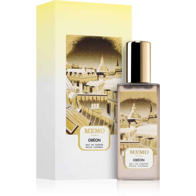 memo paris odeon eau de parfum beige flakon mit goldenem deckel und weisser box 30ml
