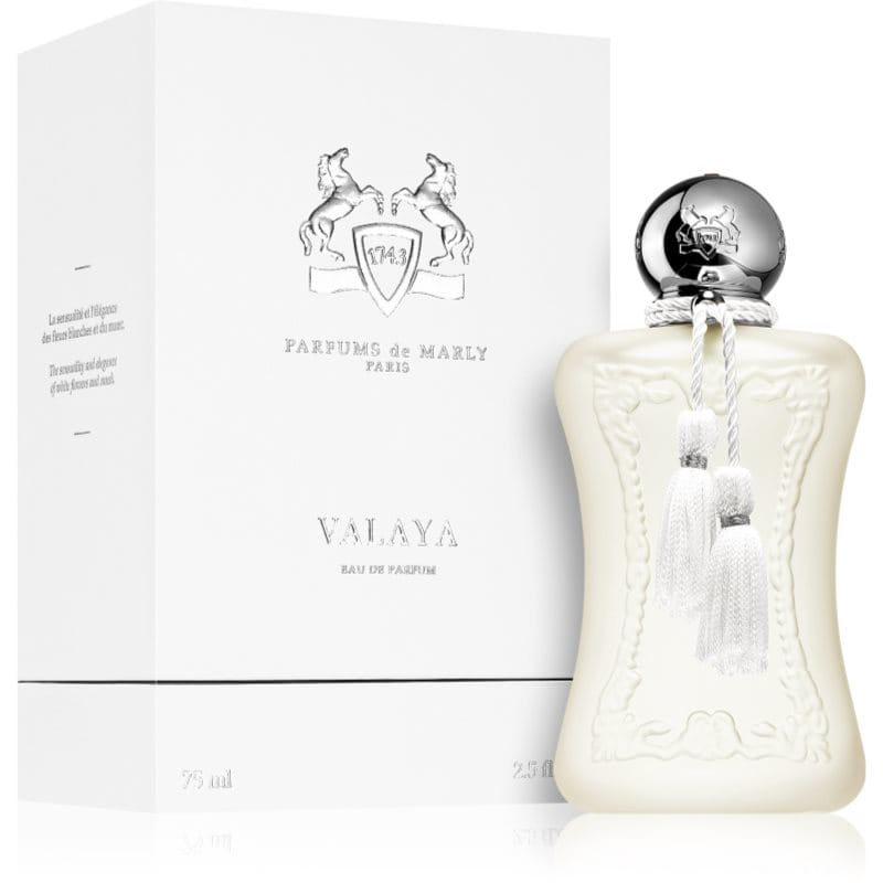 parfums de marly valaya eau de parfum weisser flakon mit silbernem deckel und weisser box 75ml